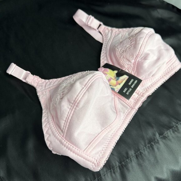 Pink Bra 36D No Underwire Soft Comfortable Fit With Embroidered Floral Grapes - Picture 5 of 9